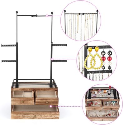 Простая деревянная коробка на заказ 6 уровень ювелирные изделия деревянный стенд с 2 слоя ювелирные изделия ящик хранения