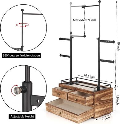 Простая деревянная коробка на заказ 6 уровень ювелирные изделия деревянный стенд с 2 слоя ювелирные изделия ящик хранения
