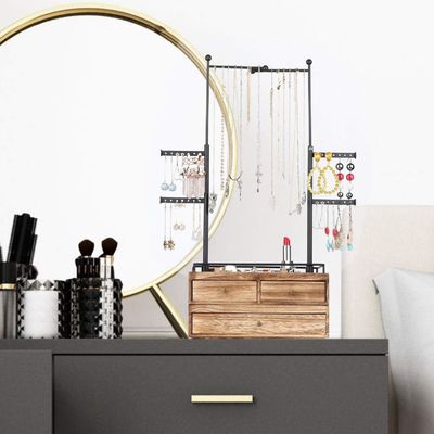 Простая деревянная коробка на заказ 6 уровень ювелирные изделия деревянный стенд с 2 слоя ювелирные изделия ящик хранения