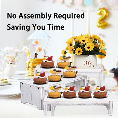 Домашнее убранство и подарки Функциональный дизайн 3-уровневый деревянный латунный кексы десерт дисплейный подъемник