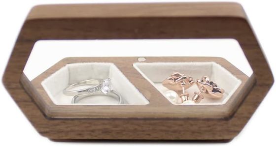 Коробка с двумя кольцами ручной работы с прозрачной крышкой из белого бархатного материала и сжигательной печатью