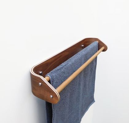 Настройка деревянного двойного полотенца Modern Bath Towel Rack с деревянным стеллажем
