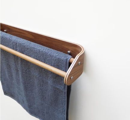 Настройка деревянного двойного полотенца Modern Bath Towel Rack с деревянным стеллажем