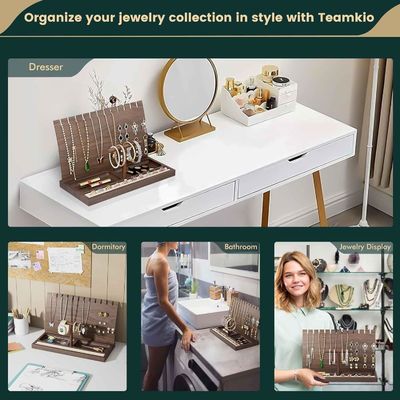 BAMBOO Ожерелье держатель Деревянные ювелирные изделия Дисплейный стенд для браслетов Часы Кольца Серёжки