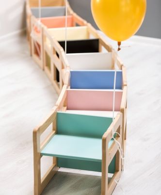 Настраиваемый логотип Функция экономии места 202406 Монтессори Деревянный многофункциональный стул