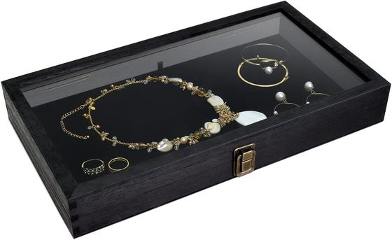 Настройки размеров логотипа цвета деревянные ювелирные изделия дисплейная коробка с крышкой из твердой древесины