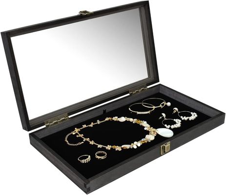 Настройки размеров логотипа цвета деревянные ювелирные изделия дисплейная коробка с крышкой из твердой древесины