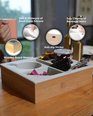 Сдвигаемый телефонный держатель деревянный силиконовый бамбук Диван держатель чашки поднос организатор для постели закуски на заказ логотип приемлемый