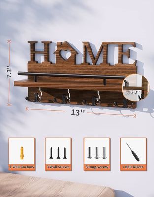 Двухуровневый деревянный почтовый и ключевой держатель для декоративной стены