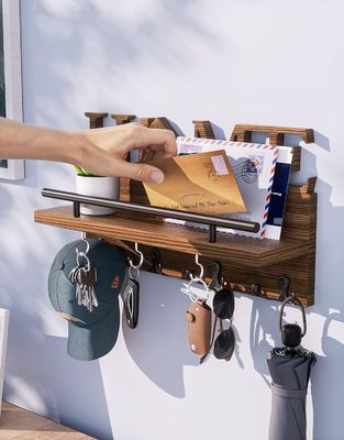 Двухуровневый деревянный почтовый и ключевой держатель для декоративной стены