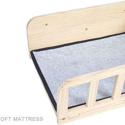 Современный дизайн настенный деревянный столик для кошек с двумя мисками