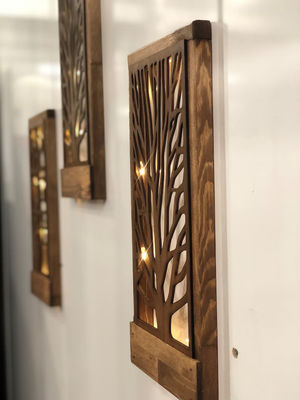 Ручной сделанный деревянный светодиодный стеновой декор для спальни квадратная над кроватью тема любовь