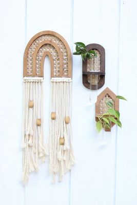 Стенный висячий гидроплантер Boho Стенный плантер с шелковой печатью / сжигание