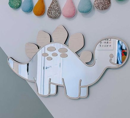 Настраиваемый логотип деревянный динозавр в форме рамы зеркало с деревянной рамой и деревянным