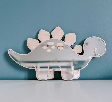 Настраиваемый логотип деревянный динозавр в форме рамы зеркало с деревянной рамой и деревянным