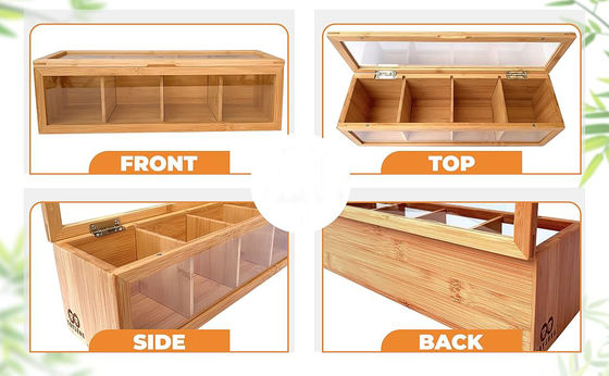 Деревянный чайник с лазерной гравировкой и прозрачным акриловым стеклянным окном