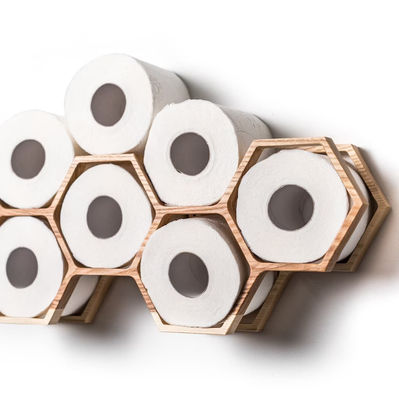 Деревянный туалетный столешник с стенной установкой Тканевая полка для хранения в дизайне соломинки