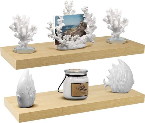 60.96cm x 22.86cm Кленовые плавучие стенные полки набор из 2 для хранения кухонной техники