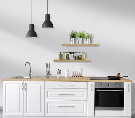 60.96cm x 22.86cm Кленовые плавучие стенные полки набор из 2 для хранения кухонной техники