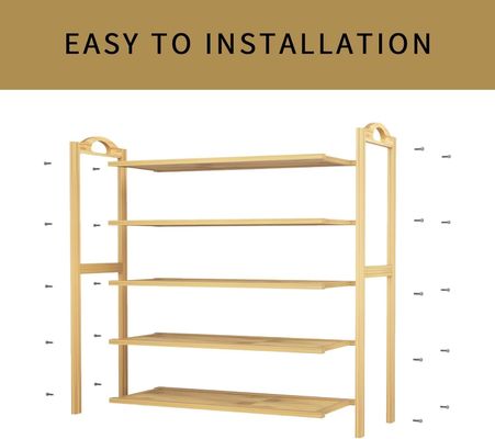 Деревянный 5-уровневый естественный бамбуковый шкаф для обуви