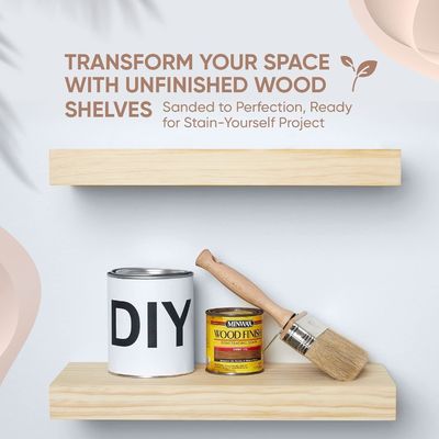 Набор из 2 деревянных деревянных деревянных полков 16 x 6,5 x 1,75 дюйма