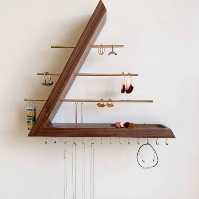 Логотип на заказ Приемлемый Неоконченный Берёзовый Древесина Цвет Висячий Ореховый Ювелирный Организатор