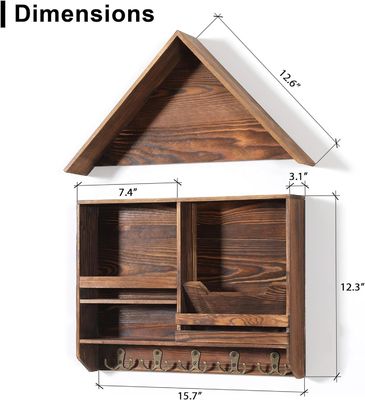 Легко установить декоративный деревянный ключ-подвес с 5 двойными крючками
