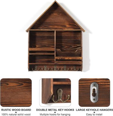 Легко установить декоративный деревянный ключ-подвес с 5 двойными крючками