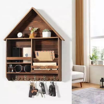 Легко установить декоративный деревянный ключ-подвес с 5 двойными крючками