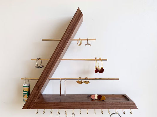 Логотип на заказ Приемлемый Неоконченный Берёзовый Древесина Цвет Висячий Ореховый Ювелирный Организатор