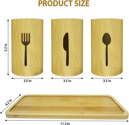 Тип установки Стоящий тип Бамбуковый держатель приборов с деревянным организатором столовых приборов
