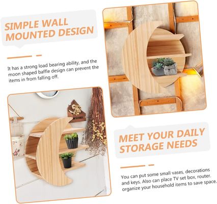 Сохранить пространство с деревянной стеной Луны Плавучие полки Устойчивое решение хранения