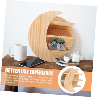 Сохранить пространство с деревянной стеной Луны Плавучие полки Устойчивое решение хранения