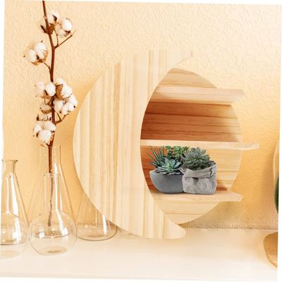 Сохранить пространство с деревянной стеной Луны Плавучие полки Устойчивое решение хранения