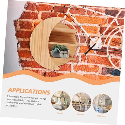 Сохранить пространство с деревянной стеной Луны Плавучие полки Устойчивое решение хранения