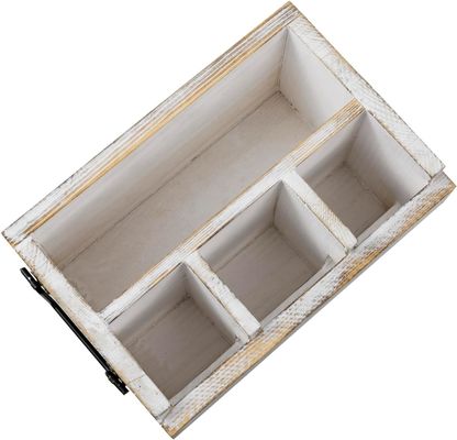 Несгибаемая стойка для посуды и салфеток Белое промытое твердое дерево Черные металлические ручки