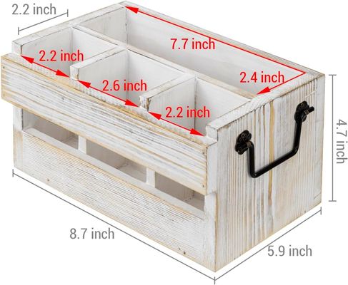 Несгибаемая стойка для посуды и салфеток Белое промытое твердое дерево Черные металлические ручки