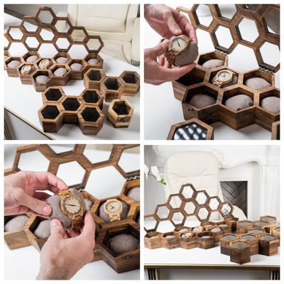 Сдвижная крышка экологическая деревянная часовая коробка персонализированный дисплей для мужчин