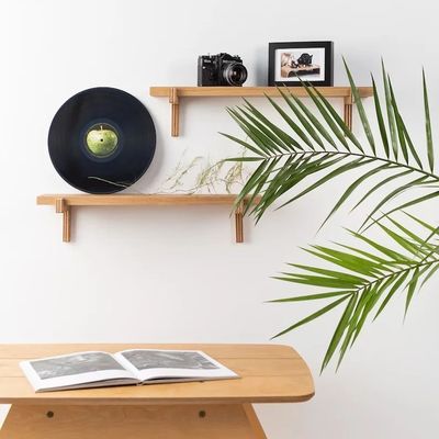 Двухуровневое деревянное офисное украшение плавучая стена 2 полки дуб минималистский подоконник полка для дома сэкономить место