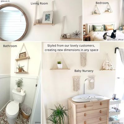 Деревянный стенный пол набор из 2 плавучих полок для ванной комнаты идеи организации