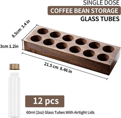 Многофункциональный деревянный контейнер для хранения кофейных зерен с однодозовой трубкой и стойкой для держателя