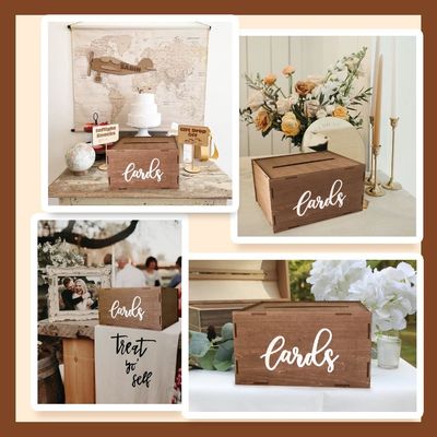 Свадебные открытки коробка для приема коричневый деревянный конверт коробка денег печать лазерная гравировка