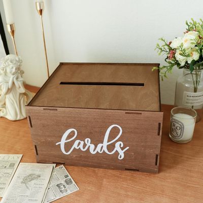Свадебные открытки коробка для приема коричневый деревянный конверт коробка денег печать лазерная гравировка