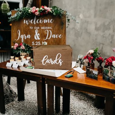 Свадебные открытки коробка для приема коричневый деревянный конверт коробка денег печать лазерная гравировка