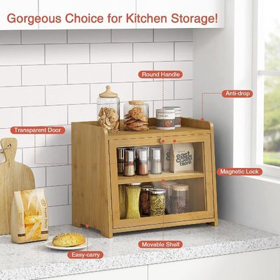 Специальный заказ Большой 2-х полный деревянный контейнер для хранения хлеба для кухонного стола