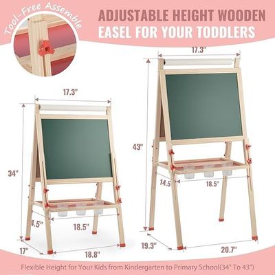 Массивное дерево Регулируемая двойная сторона Искусство рисование Стоящая чернильная доска с сосновым материалом