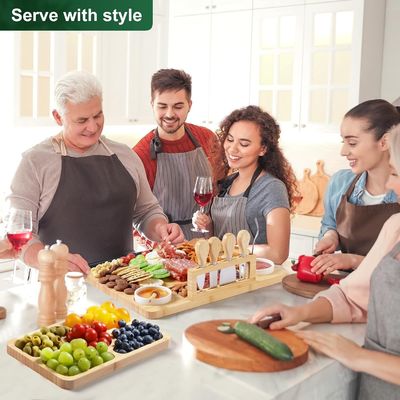 Бамбуковая сырная доска и набор ножей для кухонной резки