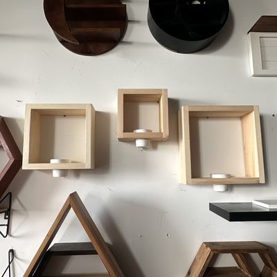 3 шт. твердое сосновое дерево настенная полка с белыми керамическими плантаторами ручной работы домашний офис декор