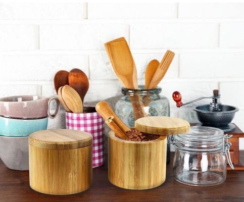Настраиваемый размер Деревянная крышка Чай Сахарная емкость Кубок для хранения продуктов питания Банка банка Специи банка набор