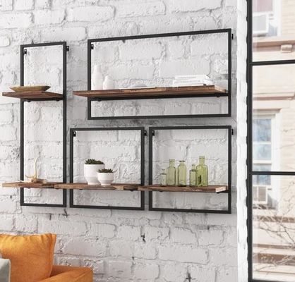 На заказ Сосновое дерево цвет плавучий висячий стенный железные полки для спального дисплея